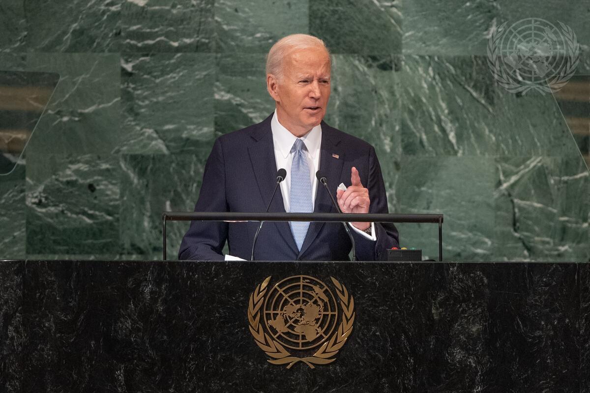 Joe Biden, at the UN podium, condemns Russian atrocity and rallies international unity to isolate and expel them from Ukraine.