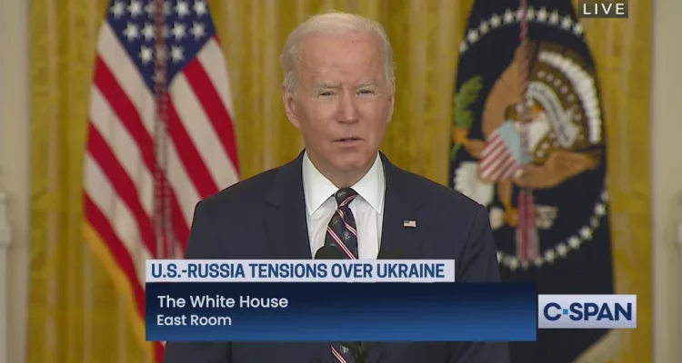President Biden, from the White House, speaking about a coalition sanction strategy to deter a Russian invasion.